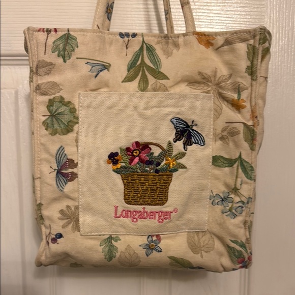 Longaberger Botanical Fields Embroidered Basket Butterfly Tote #380 - Picture 1 of 10